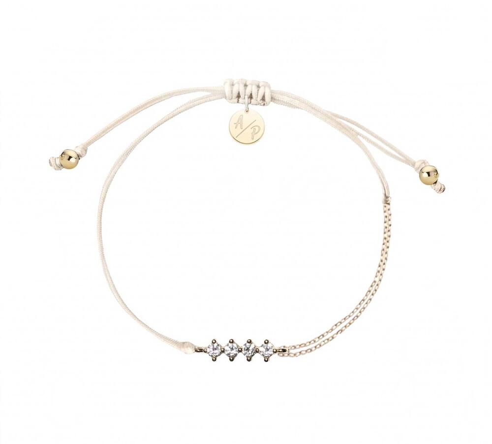 NEW ADRIANA PAPPAS women's cz crystal bar bracelet on colored cord in ivory